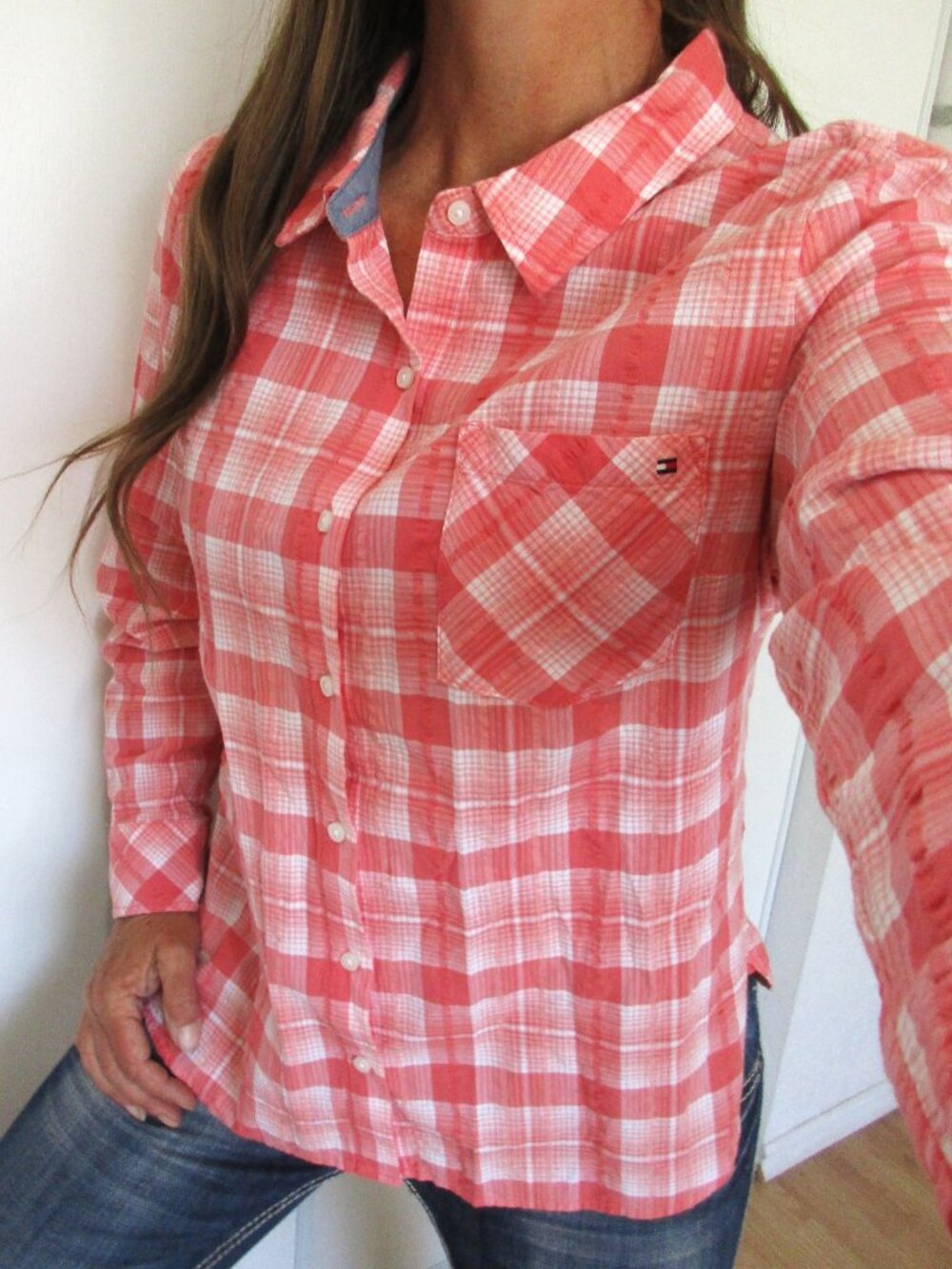 Tommy Hilfiger Top Size Large Plaid Button Down Shirt